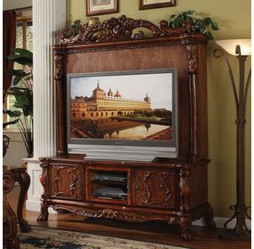 Dresden Cherry Oak 66" TV Stand with Back Panel