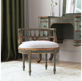 Hathaway Royal Pastel Green 23" Oval Upholstered Vanity Seat