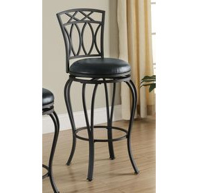 Adamsville Black Upholstered Swivel Bar Stool