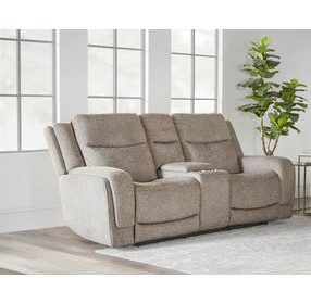 Perriton Frappe Zero Gravity 80" Power Reclining Console Loveseat With Heat And Massage