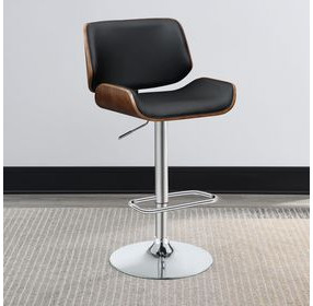 Folsom Black And Chrome Upholstered Adjustable Bar Stool