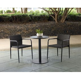 Macello Black 24" Round Outdoor Bistro Table