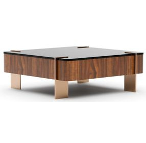 Altura Smoked Walnut Square Glass Top Cocktail Table