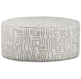 Turley Pearl Beige and Gray Round Cocktail Ottoman