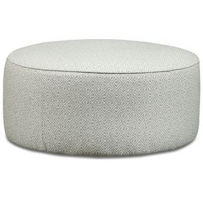 Durango Moose Off White Performance Fabric Round Cocktail Ottoman