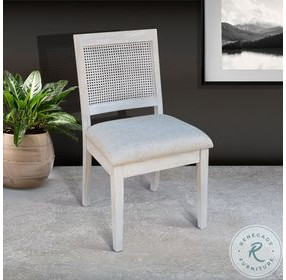 Cozy Luxe Light Gray Cane Back Dining Chair Set of 2