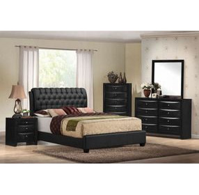 Ireland II Black King Upholstered Panel Bed