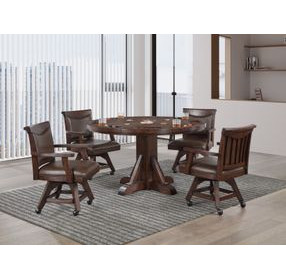 Gettysburg Dark Distressed Chestnut Adjustable Game Table Set with Flip Over Chip Holders