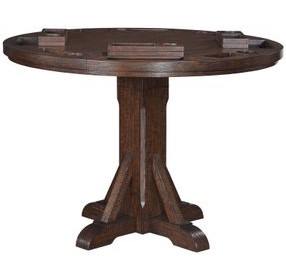 Gettysburg Dark Distressed Chestnut Adjustable Game Table Set with Flip Over Chip Holders