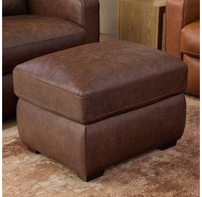 Hudson Dark Brown Leather Upholstered Rectangular Ottoman