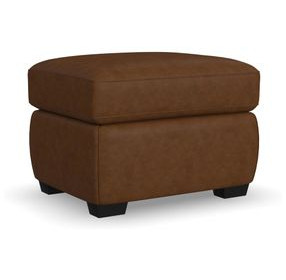 Hudson Brown Leather Upholstered Rectangular Ottoman