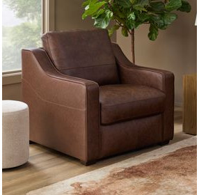 Hudson Dark Brown Leather Upholstered Accent Chair