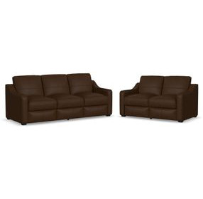 Hudson Dark Brown Leather Living Room Set