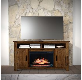 Cannon Valley Distressed Brown 60" TV Stand with Electric Fireplace