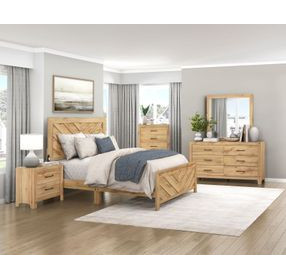 Corbin Natural Eastern King Panel Bed with Chevron Pattern