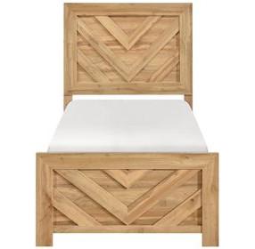 Corbin Natural Youth Panel Bedroom Set with Chevron Pattern