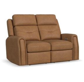Felix Brown Leather 63" Zero Gravity Triple Power Reclining Loveseat with USB Charging and Heat Massage