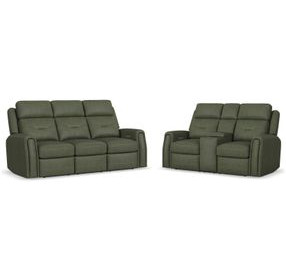 Felix Green Leather Zero Gravity Triple Power Reclining Living Room Set