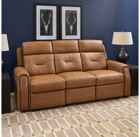 Felix Brown Leather 86" Zero Gravity Triple Power Reclining Sofa with USB Charging and Heat Massage