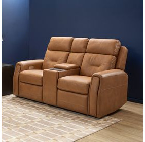 Felix Brown Leather 74" Zero Gravity Triple Power Reclining Loveseat with USB Charging and Heat Massage