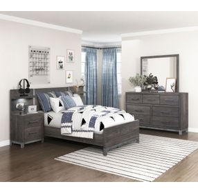 Zephyr Brownish Gray Twin Storage Wall Bed with Nightstand and LED Lighting