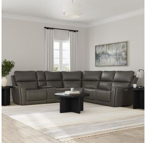Carter Smoke 6 Piece Modular Zero Gravity Power Reclining Sectional with Power Lumbar and USB Charging
