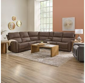 Carter Cappuccino 6 Piece Modular Zero Gravity Power Reclining Sectional with Power Lumbar and USB Charging