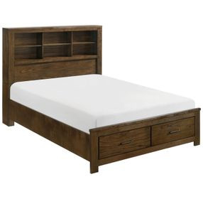 Sullivan Brown Queen Storage Wall Platform Bed with Nightstand
