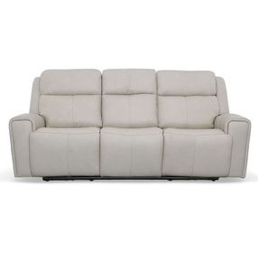 Barnett Cream Leather Power Reclining Living Room Set With Power Headrest And Lumbar
