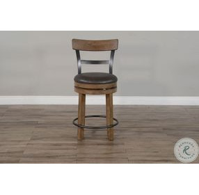 Velden Hollow Buckskin Wood Back Swivel Counter Height Stool Set of 2