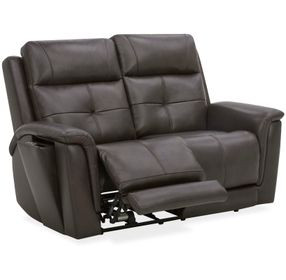 Ranger Rustic Brown Leather 63" Zero Gravity Power Reclining Loveseat with USB Charging and Heat Massage