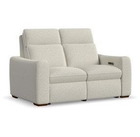 Ava Cream Performance Fabric 64" Triple Power Reclining Loveseat with USB Charging
