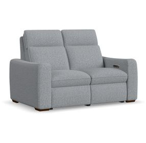 Ava Gray Performance Fabric 64" Triple Power Reclining Loveseat with USB Charging