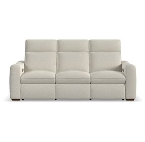 Ava Cream Performance Fabric Triple Power Reclining Living Room Set