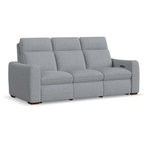 Ava Gray Performance Fabric 87" Triple Power Reclining Sofa with USB Charging