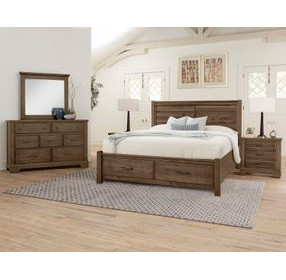 Cool Rustic Mink Queen Plank Storage Panel Bed