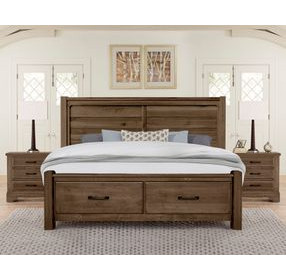 Cool Rustic Mink Plank Storage Panel Bedroom Set