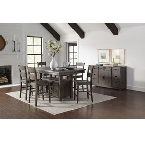 Madison County Barnwood Brown 7 Piece Counter Height Dining Set with Storage