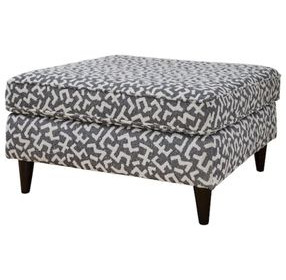 Contour Natural Black and White Performance Fabric Square Cocktail Ottoman