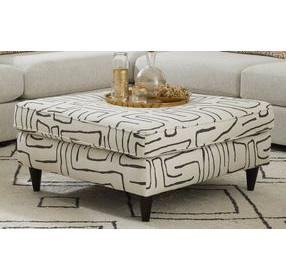 Durango Pewter Gray and White Performance Fabric Square Cocktail Ottoman