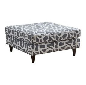Scarborough Steel Gray and White Square Cocktail Ottoman