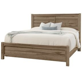 Cool Rustic Stone Gray Plank Panel Bedroom Set