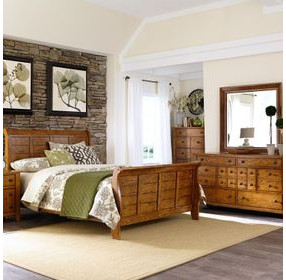 Heritage Lodge Aged Oak 7 Drawer Dresser with Mirror