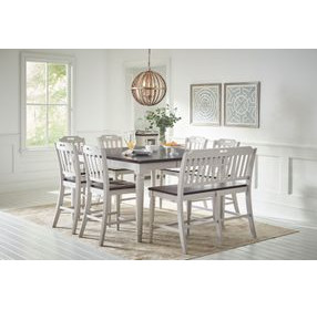 Orchard Park Brown and Soft Gray 8 Piece Counter Height Dining Set with Bench