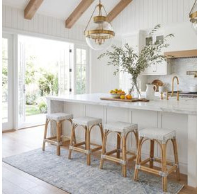 Robias Grey And White Rattan Counter Height Stool
