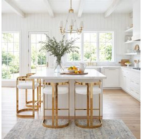 Clarence Gold And White Faux Leather Counter Height Stool