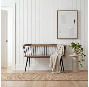 Tempe Brown Industrial Chic Spindle Back Bench