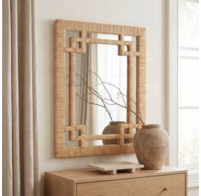 Hana Light Brown Woven Rattan Wall Mirror