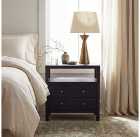 Nora Antique Coffee 2 Drawer Wide Nightstand