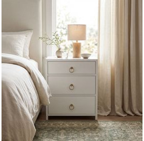 Lark White 3 Drawer 35" Nightstand